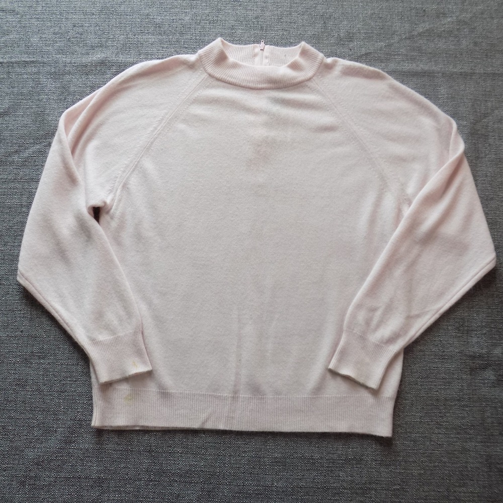 Designers Originals Sweater Womens Medium Pink Good Mock Neck Back Zip Vintage